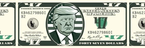 Wide $TRUMP banner artwork used for the Ethereum token listing, in red, white, blue and gold.